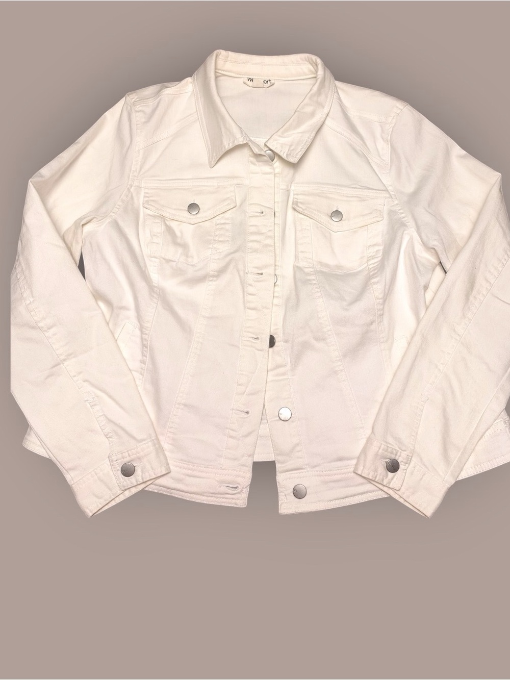 Westport White Stretch Denim Jean Jacket XL Trucker Button Front Coastal